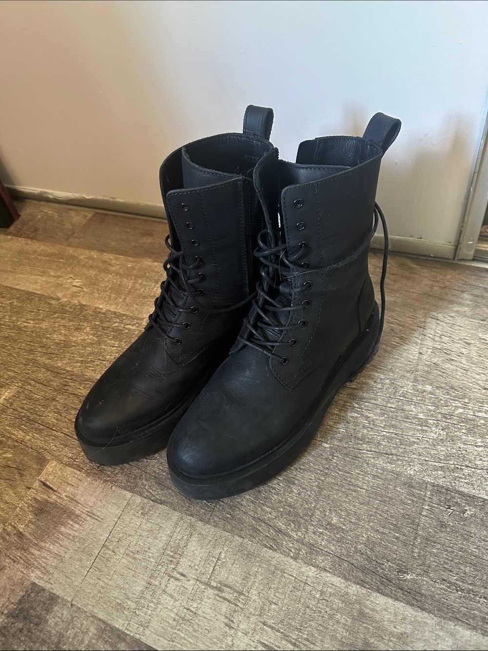 Thursday Boot Company Black Leather Lace-Up Combat Boots
